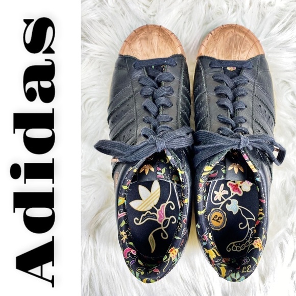 ADIDAS LIMITED EDITION Superstar 80s Rose Gold Black Leather Sneakers, Men’s 6.5 - Picture 14 of 14